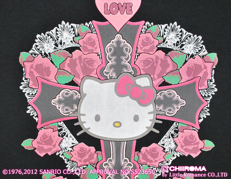 CS-2750 CHIIROMA×ハローキティ半袖Tシャツ 薔薇十字架ハロー