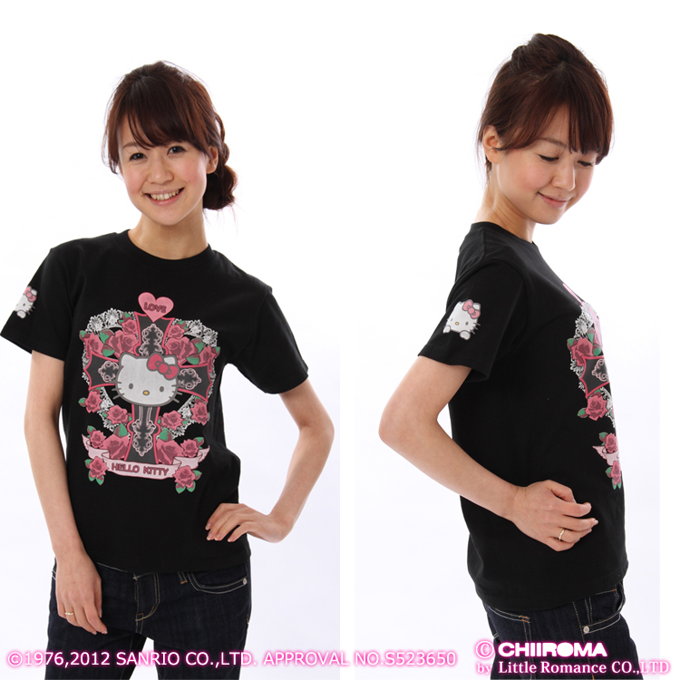 CS-2750 CHIIROMA×ハローキティ半袖Tシャツ 薔薇十字架ハロー