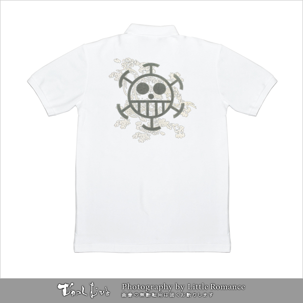 和柄メンズポロシャツ,onepiece,ワンピース,蛇柄ハートの海賊旗